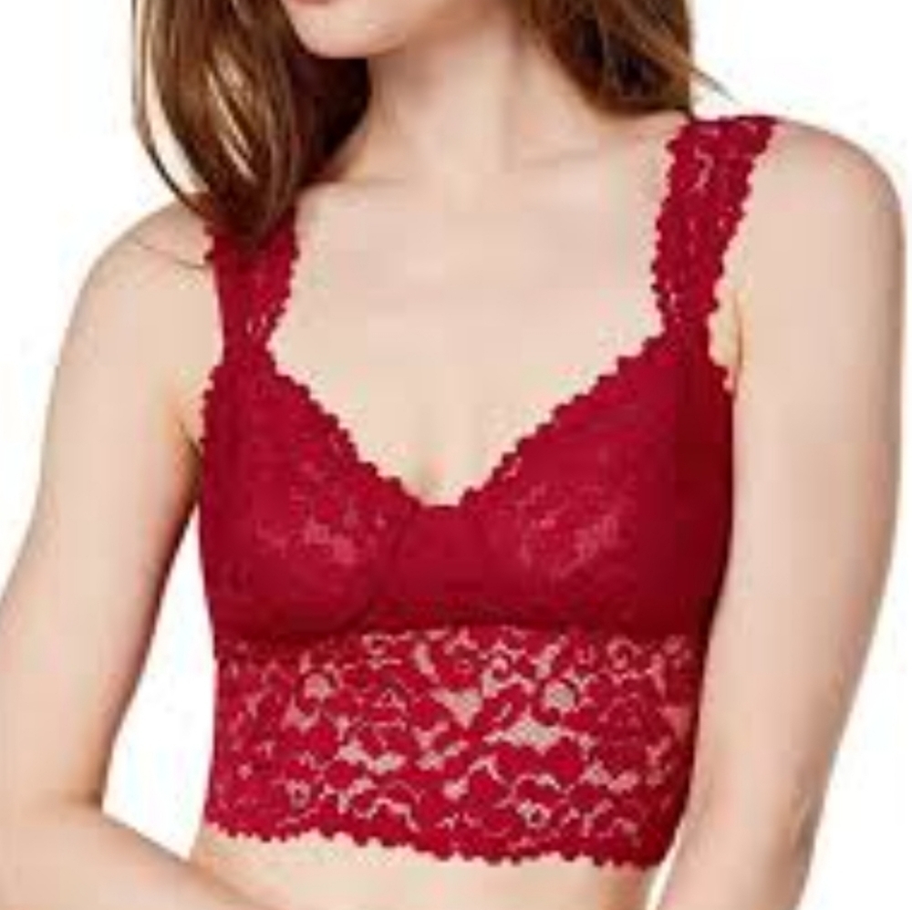Free People Red Dream Away Lace Bralette Top